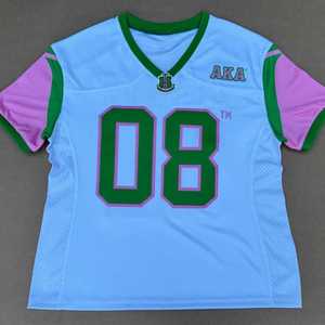 Maillot de football blanc AKA pour femme, broderie lettres grecques, maillot de sport athlétique, qualité supérieure, tissu respirant, col rond - Product Image 1