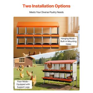 Nidi per Galline in Plastica ad Alta Resistenza con 10 Scomparti, Facile Raccolta delle Uova, Gambe di Supporto in Acciaio Zincato, Gabbie per Animali - Product Image 6