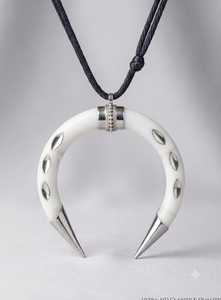 Handmade Natural Bone Pendant <b>Necklace</b> <b>and</b> <b>Earring</b> <b>Set</b> with Adjustable Cord <b>and</b> Sterling <b>Silver</b> Accent Details - Product Image 5
