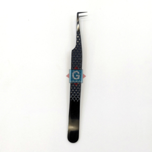 Pince à épiler Gray Rocks noire à long bec, épaisse, pour cils, 10 mm, en acier inoxydable, avec poignée antidérapante et antistatique - Product Image 3