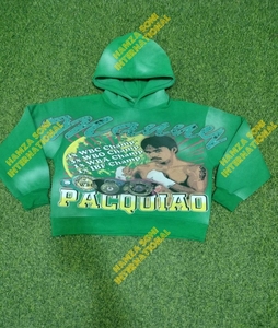 Sudadera con Capucha Verde para Hombre Manny Pacquiao, Estampado Serigrafiado, Cuello Redondo, Algodón, Corte Regular Informal, Diseño de Boxeo - Product Image 5