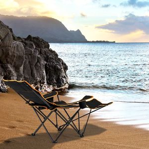 Sedia da Campeggio Pieghevole Portatile con Poggiapiedi e Borsa per il Trasporto - Product Image 3