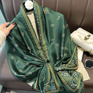 Custom Logo New Arrival Muslim Solid Stylish Elegant <b>Large</b> Warm Satin Silk Neck <b>Scarf</b> Square Shawl Wrap Multi-Functional Daily - Product Image 1