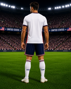 ชุดยูนิฟอร์มฟุตบอลชายแบบกำหนดเอง เสื้อเจอร์ซีย์ กางเกงขาสั้น ระบายอากาศ แห้งเร็ว พิมพ์ลายแบบรีดร้อน โพลีเอสเตอร์ 100% สำหรับฤดูร้อน แบบ 3 มิติ - Product Image 2