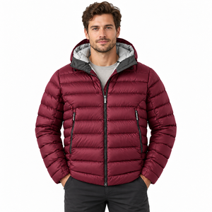Veste d'hiver matelassée en polyester coupe-vent pour homme avec logo personnalisé ODM, capuche, poches zippées, style décontracté pour les voyages en plein air - Product Image 5