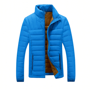 Chaqueta Acolchada para Hombre, Color Azul Marino, con Revestimiento, Cuello Alto, Cierre de Cremallera, Tejido de Lona Transpirable y Ecológico, Ropa Casual de Invierno - Product Image 5