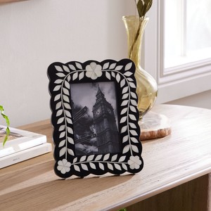 Luxury <b>Black</b> Bone Inlay Wooden <b>Photo</b> <b>Frame</b> Handmade Floral Picture <b>Frame</b> Decorative Tabletop Desktop Display <b>Frame</b> Home Office - Product Image 2