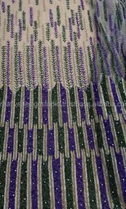 Caliente púrpura y Negro lujo 2024 lentejuelas bordado con cuentas tela de encaje nupcial para vestido hecho a mano tela con cuentas exportador - Product Image 2