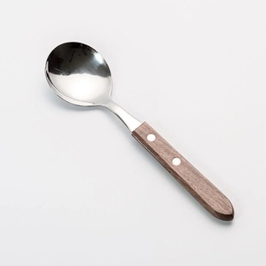 Ensemble de 6 cuillères à soupe en acier inoxydable avec manche en bois, réutilisables, pour restaurant, hôtel, café, cuisine à domicile - Product Image 2