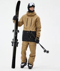 Traje de Esquí Personalizado Unisex Dorado y Negro con Cremallera, Forro Polar Aislante, Impermeable, Transpirable, con Capucha, Conjunto de Snowboard de Poliéster/Nylon -Tex - Product Image 1