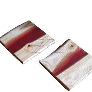 Unique Handmade <b>Round</b> Tea Best Coaster Wood Diamond Pattern Resin Coaster <b>Set</b> of <b>4</b> <b>for</b> Office & Home Hotel Restaurant Use <b>Table</b> - Product Image 1