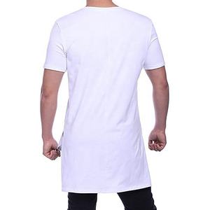 Camiseta negra con dobladillo curvo y corte lateral para hombre, camiseta de gimnasio con estampado personalizado, de alta calidad, venta al por mayor, 100% algodón - Product Image 4