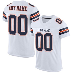 Maillot de football personnalisé, uniforme de football de qualité supérieure | Fabricant EM&ODM, maillot de football authentique personnalisé blanc marine-orange en mesh - Product Image 1