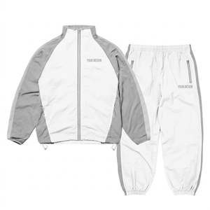 Survêtements en nylon personnalisés de haute qualité pour hommes, ensemble jogging deux pièces, veste coupe-vent patchwork et pantalon, vêtements de sport en nylon - Product Image 1
