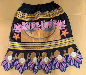 Custom 100% Cotton <b>Summer</b> Floral Eco-Friendly <b>Long</b> Length Adult Women's <b>Skirt</b> 3D Embroidery Cute Print Waist Belt Button OEM - Product Image 3