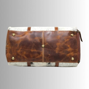 Bolsa de Viaje de Cuero Genuino con Cierre, Gran Capacidad, Estilo Vintage, Resistente, de Piel de Vaca con Pelo, Proveedor Directo de Fábrica LHODB-0017 - Product Image 2