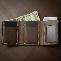 Dompet Kulit Asli Crazy Horse Pria - Vintage Pendek RFID Tutup Terbuka Tahan Lama Mudah Dibawa Logo Branding Kustom