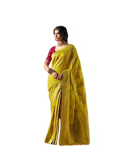 Sari traditionnel pour femme Aurora Splash Viscous Dola Silk, absorbant l'humidité, infroissable - Product Image 1