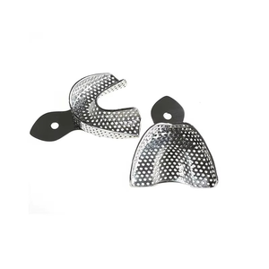 Plateaux d'empreinte dentaires perforés Azicon - Ensemble supérieur et inférieur en acier inoxydable, autoclavables, pour alginate - Product Image 1