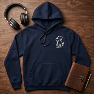 Custom Navy <b>Dog</b> Embroidery Pullover <b>Hoodie</b> Mens Casual Streetwear Hooded Sweatshirt Animal Graphic OEM ODM Wholesale Apparel Fit - Product Image 5
