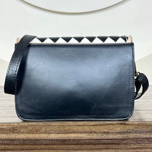 Premium Quality 2025 Tooled Cowhide Leather Crossbody & Shoulder Handbag for Women <b>Black</b> & White Checkered Design Handbag Purse - Product Image 5