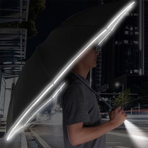 23 Inch 10 Ribs 190 T Fabric With UV Business Gifts 3 Fold Reverse Reflective Led Light Handle Automatic <b>Umbrella</b> - Product Image 3