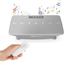 Plateforme vibrante grise pour exercices corporels complets, 10 vitesses réglables, télécommande, capacité de charge de 200 kg, avec fonction massage - Product Image 4