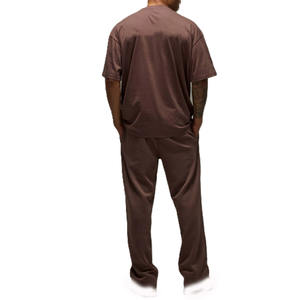 Camiseta de hombre 100% algodón de alto gramaje, corte holgado, hombro caído, logotipo personalizado, estilo urbano marrón, secado rápido, transpirable, ecológica, venta al por mayor, ODM - Product Image 2