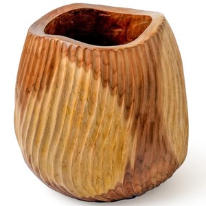 Vase en bois de teck artisanal |   Artisanat sculpté |   Vente en gros - Product Image 2