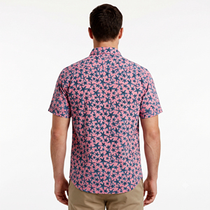Men's Printed <b>Short</b> <b>Sleeve</b> for <b>Shirt</b> Casual Knitted <b>Button</b>-<b>Up</b> with Pocket 100% Cotton Summer Breathable ODM Custom Wholesale - Product Image 2
