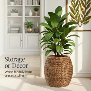 Space-Saving Eco-Friendly Stylish Storage Solution for Minimalist Decor Modern <b>Foldable</b> Water Hyacinth <b>Basket</b> - Product Image 5