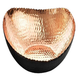Bol décoratif pour la décoration intérieure, noir et plaqué cuivre à l'intérieur, martelé à la main, bols à clés pour table d'entrée, bols à repas - Product Image 3