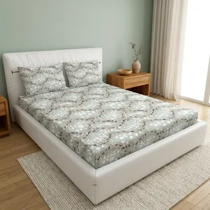 Ensemble de chambre contemporain en tissu microfibre gris argenté moderne, écologique, durable, 118 GSM, finition douce pour l'ameublement de la maison - Product Image 3