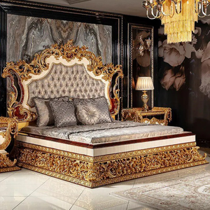 Juego de Dormitorio King Size de Madera de Caoba Maciza Tallada a Mano, Estilo Europeo Tradicional, con Mesita de Noche y Tocador para Apartamento - Product Image 3