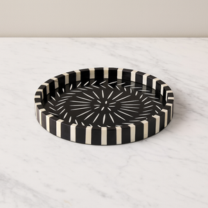 Luxury <b>Black</b> Bone Inlay <b>Serving</b> <b>Tray</b> Handmade Decorative Moroccan Design Rectangular Coffee Table <b>Tray</b> with Handles - Product Image 5