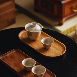 Elegante bandeja de madera para servir, superficie pulida, diseño moderno, ideal para servir café, té, bocadillos, desayuno, decoración del hogar. - Product Image 4