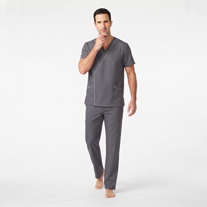 Uniforme Médico para Hombre, Conjunto de Blusa y Pantalón de Manga Corta, Cuello Camisero, Ribete Blanco, Ropa para el Sector Salud - Product Image 3