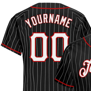 Maillot de baseball rayé noir et blanc pour homme, boutonné, uniforme d'équipe, respirant, léger, pour tournoi sportif - Product Image 3