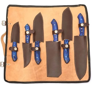 Juego de Cuchillos de Chef Profesionales de Acero de Damasco Hechos a Mano por Ahmad Fabric, 6 Piezas, Mango de Resina, Funda de Cuero, Diseño Moderno, Personalizable - Product Image 5