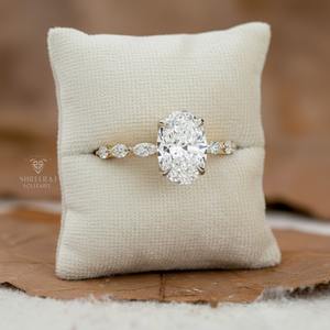 Bague en or jaune massif 18 carats, bijoux fins, personnalisable, diamant ovale D VS cultivé en laboratoire, cadeau de mariage ou de fiançailles pour femme - Product Image 3