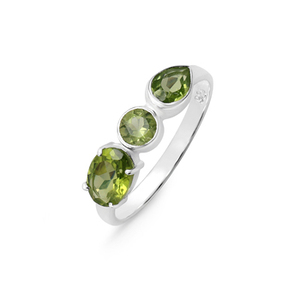 Anillo de Compromiso y Boda 2026, Anillo Fino de Plata de Ley 925 con Peridoto Verde Natural, Corte Brillante Ovalado y Facetado - Product Image 2