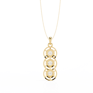 Minimalist 14K <b>Solid</b> <b>Gold</b> Round Cut Set Lab Diamond Solitaire <b>Pendant</b> Necklace for Women Party Gift - Product Image 5