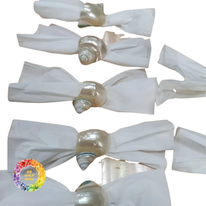 Porte-serviettes en coquillages naturels Ocean Breeze, écologique, pour anniversaire et mariage, largeur 5 cm, décoration de table à manger - Product Image 2