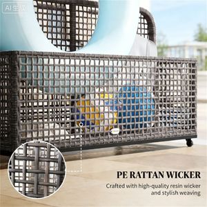 Panier de rangement en jonc de mer gris clair pour utilisation en piscine - Product Image 3