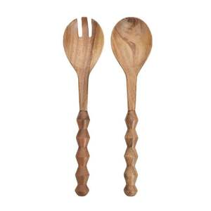 Cuillère à salade en bois de manguier artisanale, durable, moderne, couverts en bois pour la salle à manger - Product Image 2