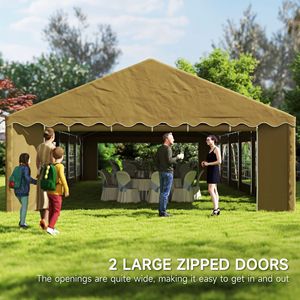 "40FT X 20FT Party <b>Tent</b> with Removable Sidewalls & 12 Windows Brown Outdoor <b>Canopy</b> for Wedding Events & BBQs" - Product Image 6