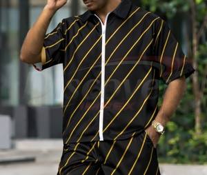 Ensemble 2 pièces personnalisé pour homme : Polo zippé et short respirant, tenue de sport décontractée - Product Image 3