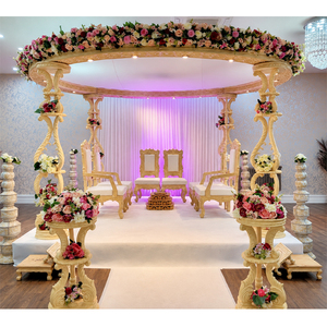 การออกแบบและตกแต่งแบบแมนเด็ปที่สวยงามสำหรับงานแต่งงานการตกแต่งแบบชาววังทำจากไม้ทรงกลมการตกแต่งลายดอกไม้แบบชนบทการตกแต่งงานแต่งงานของชาวอินเดีย - Product Image 1