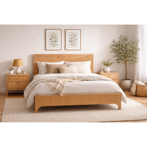 HAVASU Midcentury Modern Eco-Friendly Twin XL Platform Wooden <b>Bed</b> Solid Oak-Rubber Wood High Quality Made in Vietnam - Product Image 1