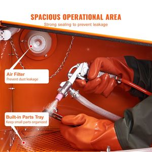 Cabina di Sabbiatura Portatile da Banco 40-120 PSI, 25 Galloni, Attrezzatura per Pulizia in Acciaio Resistente - Product Image 2